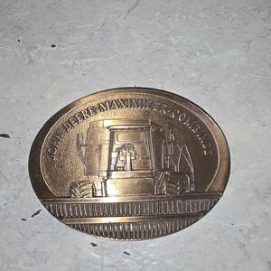 Vintage 1989 PS John Deere Maximizer Combines Tractors Brass Belt Buckle